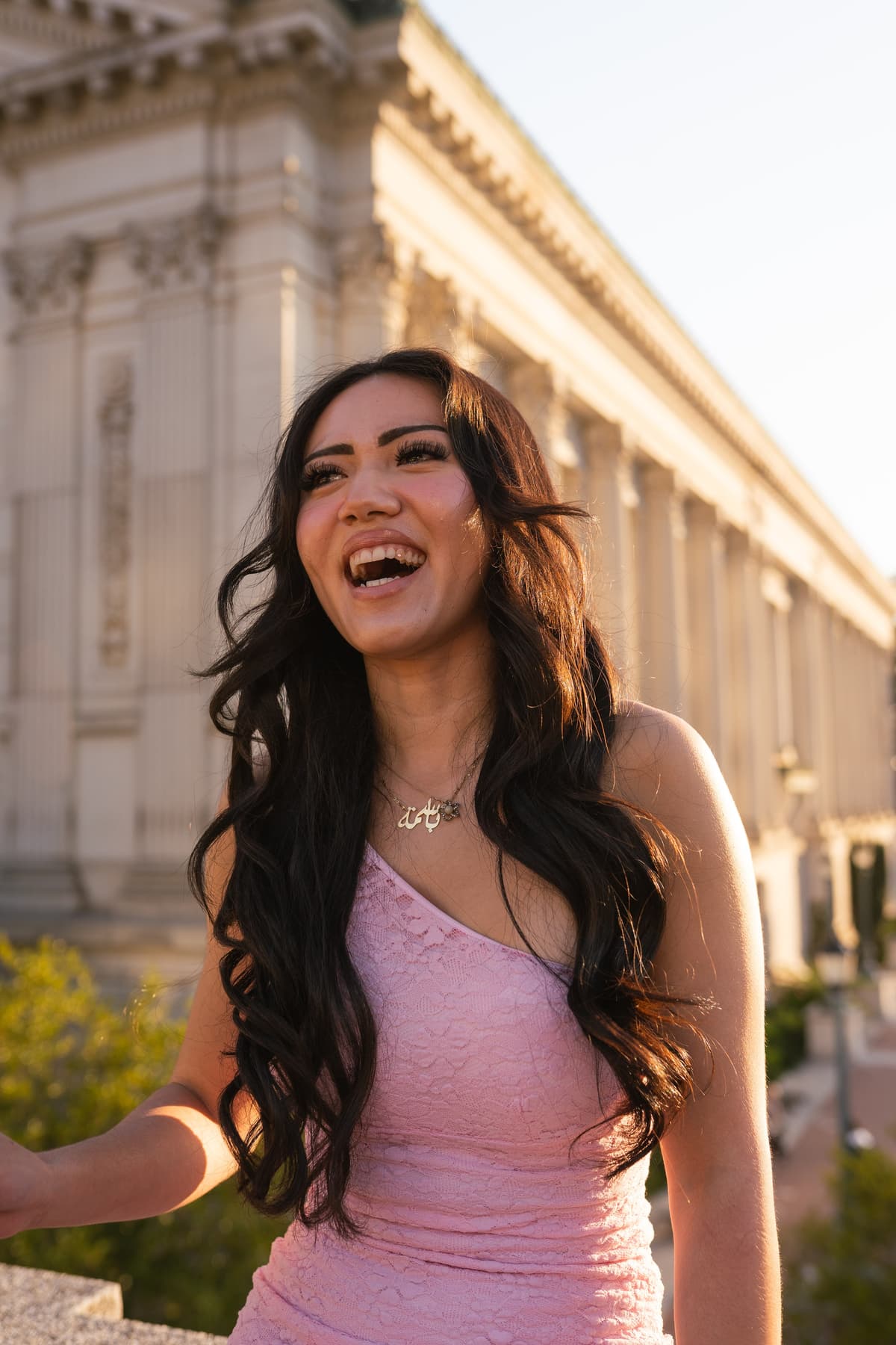 Graduation portrait with classical columns