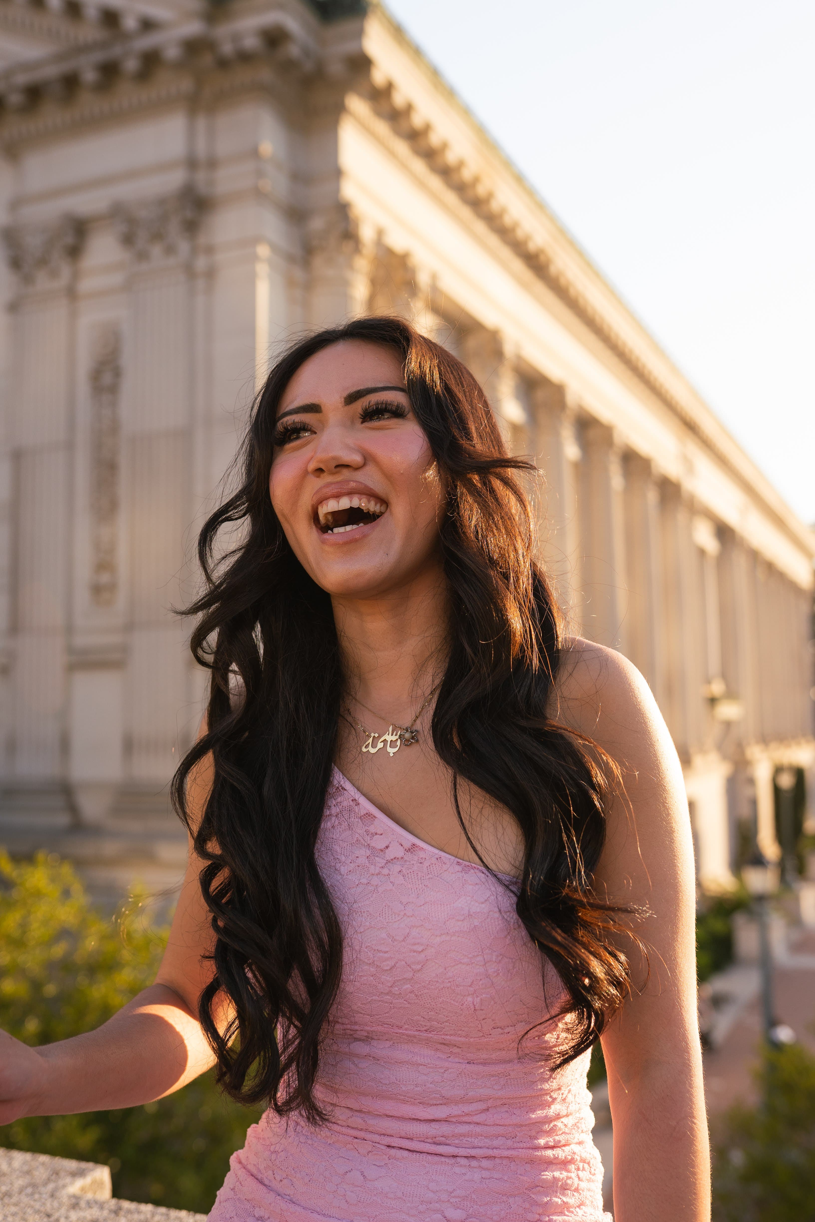 Graduation portrait with classical columns